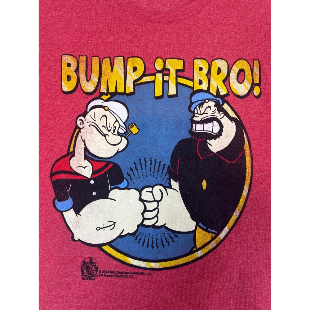 Popeye Bluto Bump It Bro Graphic T-Shirt Mens Red  Short‎ Sleeve 2013Small